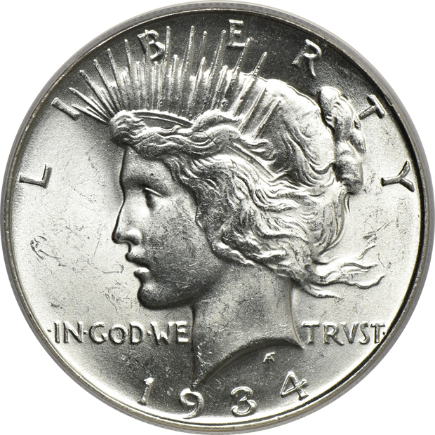 1925-S MS-64, 1927 MS-63, and a 1934 MS-64, all PCGS