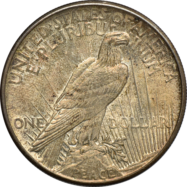 1921 Peace, High Relief, 1926-S, and a 1934, all CHOICE
