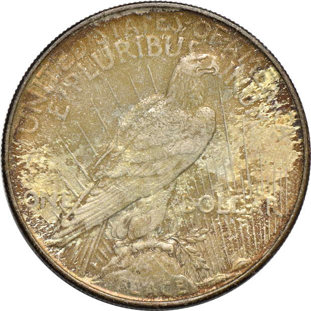 1921 Peace, High Relief, 1926-S, and a 1934, all CHOICE