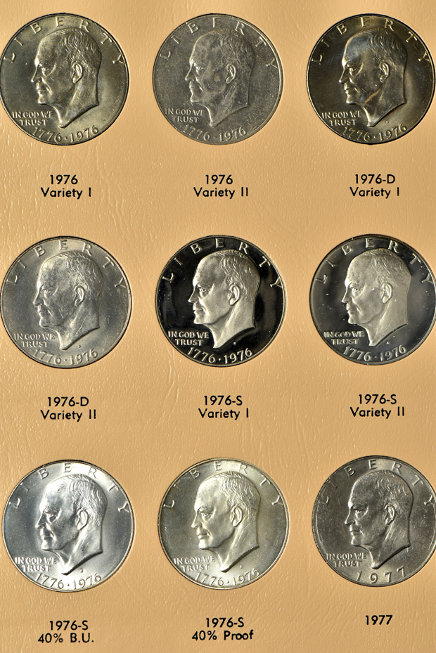 Five complete collections of Eisenhower dollars, including proof-only issues, in Dansco 8176 albums