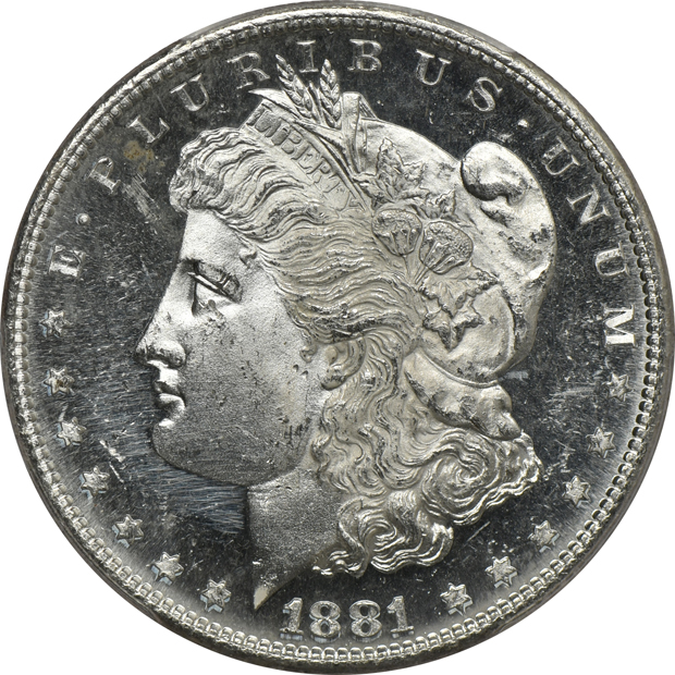1881-S MS-62PL, plus six 1881-S MS-63PL, all PCGS