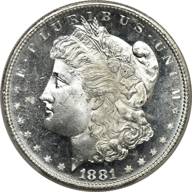 1881-S MS-62PL, plus six 1881-S MS-63PL, all PCGS