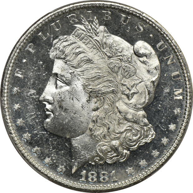 1881-S MS-62PL, plus six 1881-S MS-63PL, all PCGS