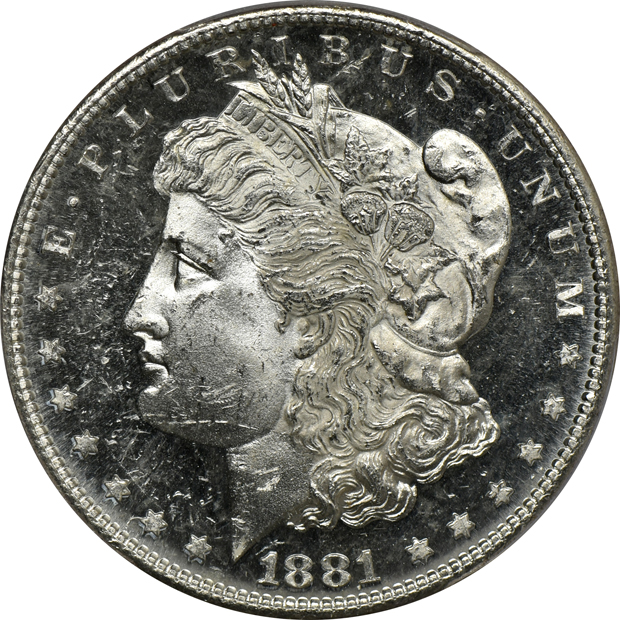 1881-S MS-62PL, plus six 1881-S MS-63PL, all PCGS