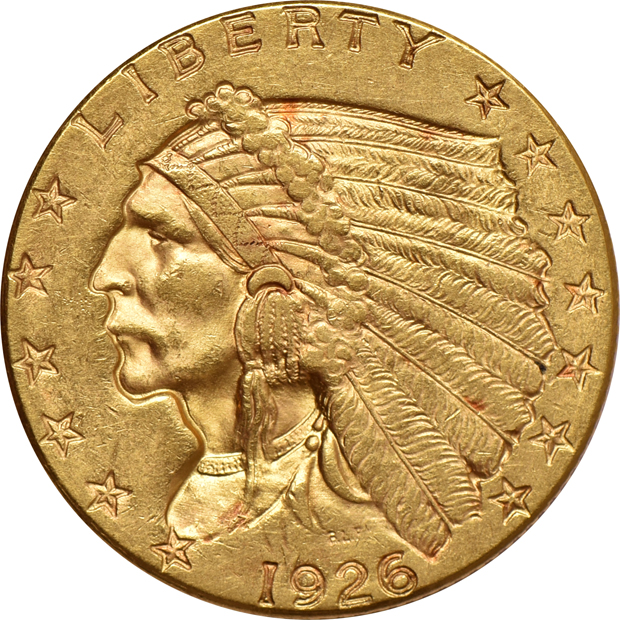 Five Indian Head quarter eagles, all UNC