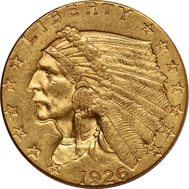 Five Indian Head quarter eagles, all UNC