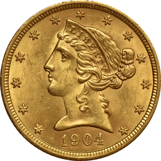 1900 UNC, 1903-S Choice UNC, and a 1904 UNC