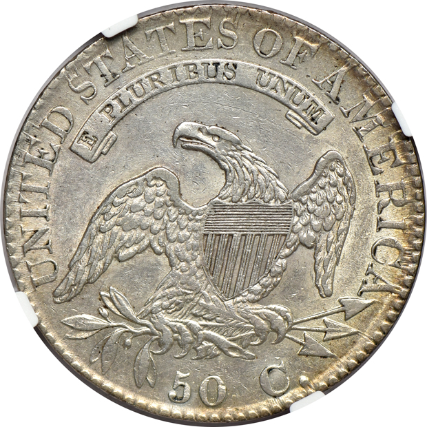 Four certified AU Capped Bust half-dollars