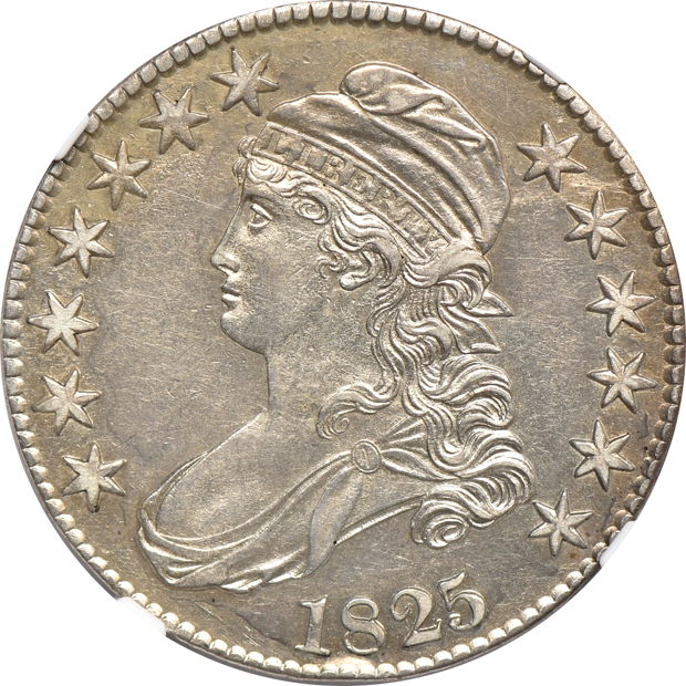 Four certified AU Capped Bust half-dollars