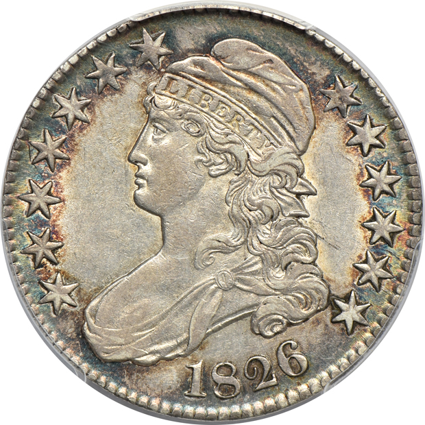 Four certified AU Capped Bust half-dollars