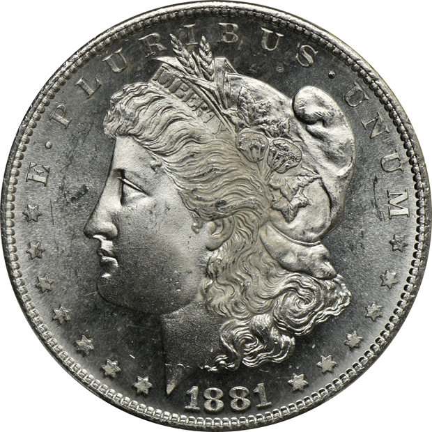 1881-S MS-66, 1881-S MS-66+, and an 1881-S MS-66PL, all PCGS