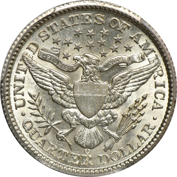 1892-O Barber quarter and a 1908 Barber half-dollar, both PCGS AU-58