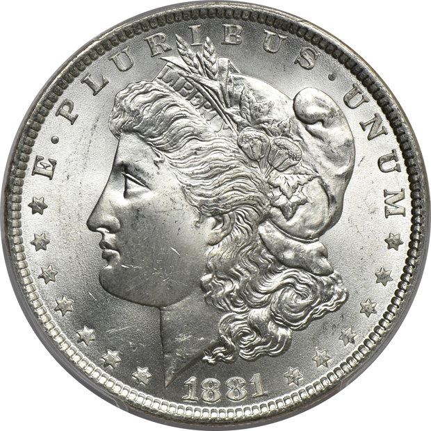 1880 MS-64 CAC, 1881 MS-64, and an 1881-O MS-64, all PCGS