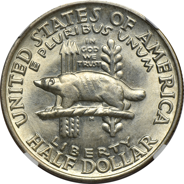 1913 Type 1 Buffalo nickel MS-66, 1931-S Buffalo nickel MS-65, and a 1936 Wisconsin Silver Commemorative half-dollar MS-66, all NGC