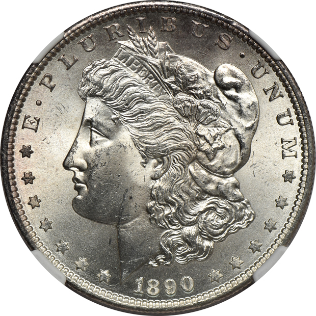 1881-CC MS-64, 1890-S MS-64+, and an 1899 MS-64+, all NGC