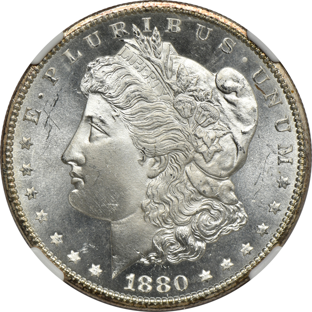 Five Morgan silver dollars certified GEM by NGC