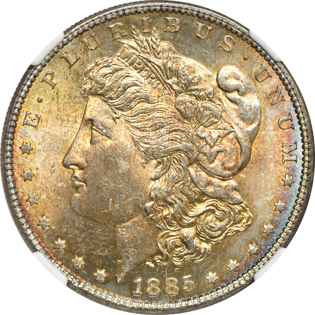 Five Morgan silver dollars certified GEM by NGC