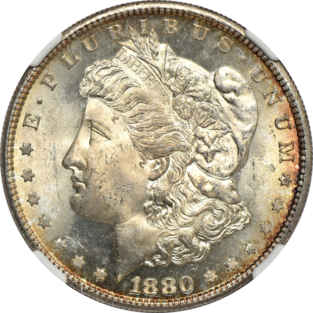 Five Morgan silver dollars certified GEM by NGC
