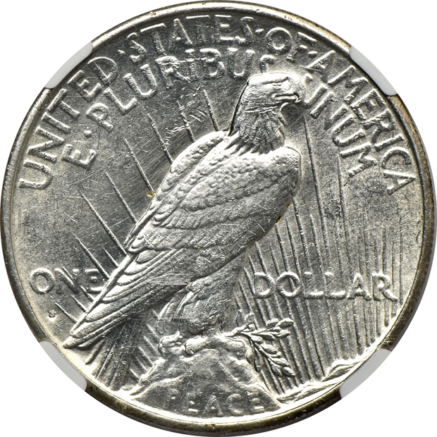 Two certified Liberty nickels and two certified Peace silver dollars
