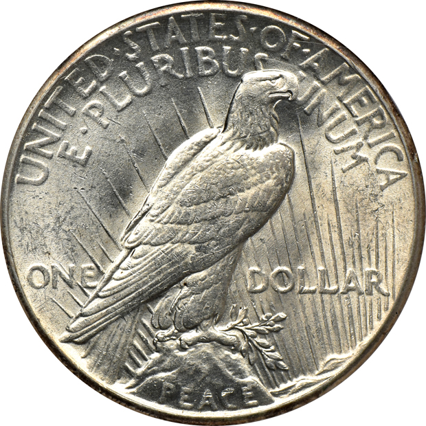Two certified Liberty nickels and two certified Peace silver dollars