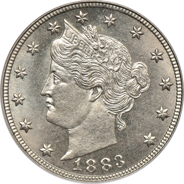 Two certified Liberty nickels and two certified Peace silver dollars