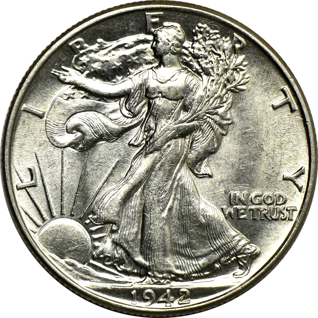Group of a hundred AU/BU Walking Liberty half-dollars