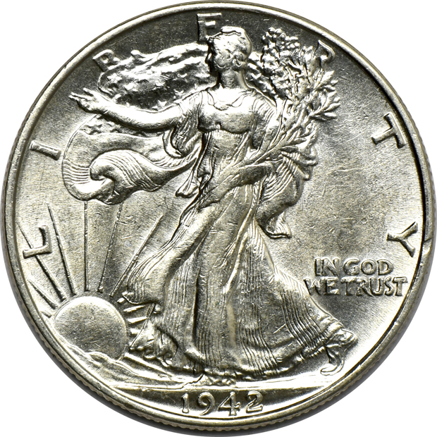 Group of a hundred AU/BU Walking Liberty half-dollars