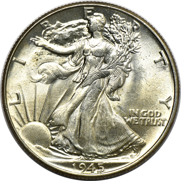 Group of a hundred AU/BU Walking Liberty half-dollars