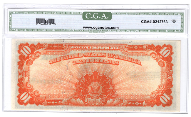 1922 $10 Fr# 1173a - CGA GemCU-67/original paper quality