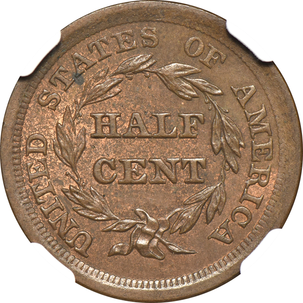 1851 C-1 MS-62 BN, and an 1855 C-1 MS-63 BN, both NGC