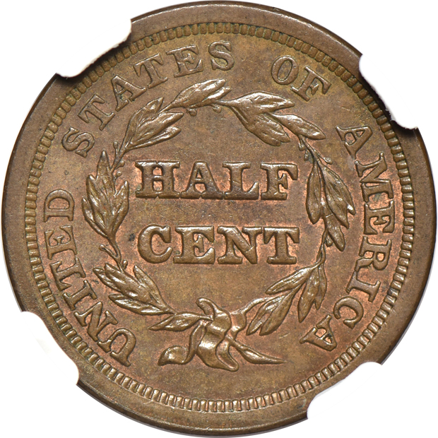 1851 C-1 MS-62 BN, and an 1855 C-1 MS-63 BN, both NGC
