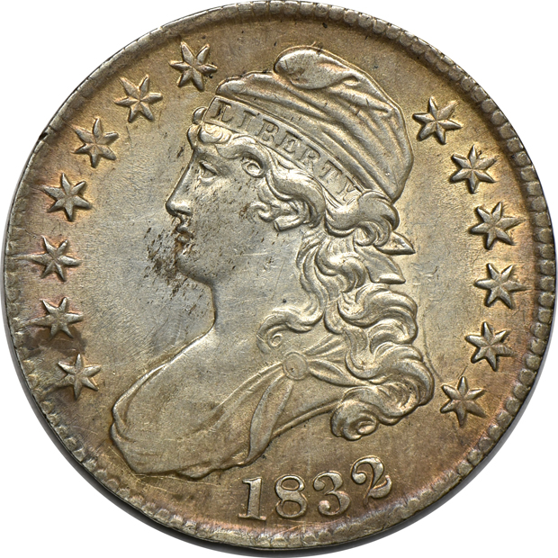 Five Capped Bust half-dollars