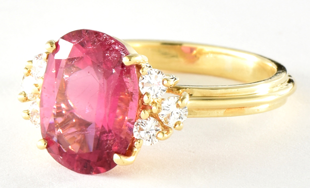 18K Yellow Gold Pink Tourmaline Ring
