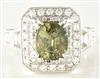 18K White Gold Diamond and GIA Green-Yellow Sapphire Ring
