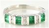 14K White Gold Diamond and Emerald Band
