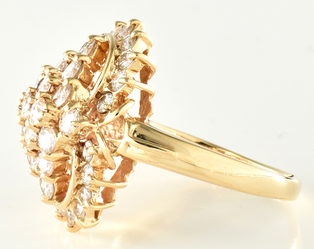 14K Yellow Gold Diamond Cluster Ring