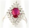 14K White Gold Diamond and Ruby Ring