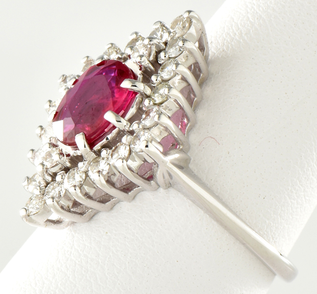14K White Gold Diamond and Ruby Ring