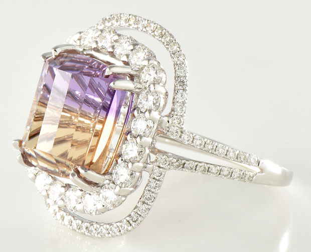 18K White Gold Ametrine and Diamond Ring
