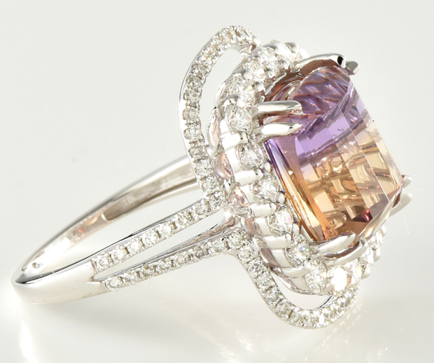18K White Gold Ametrine and Diamond Ring