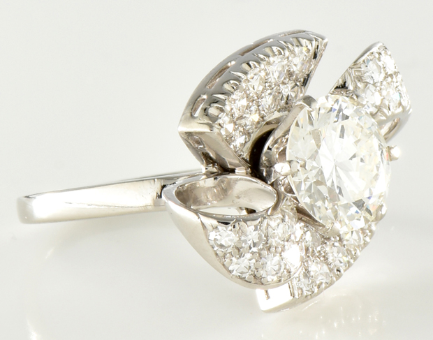 Platinum Diamond Ring with a 2.46 Carat Brilliant Cut Round GIA #6183007496