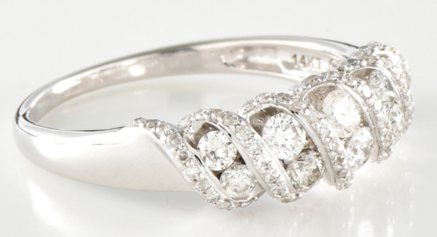 14K White Gold Diamond Band