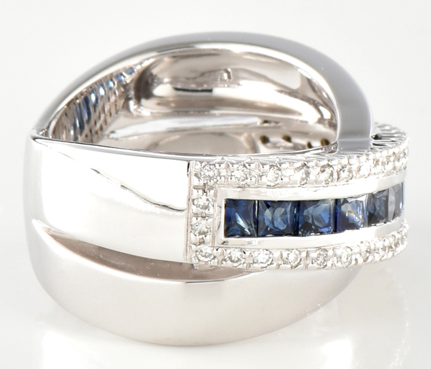14K White Gold and Sapphire Band