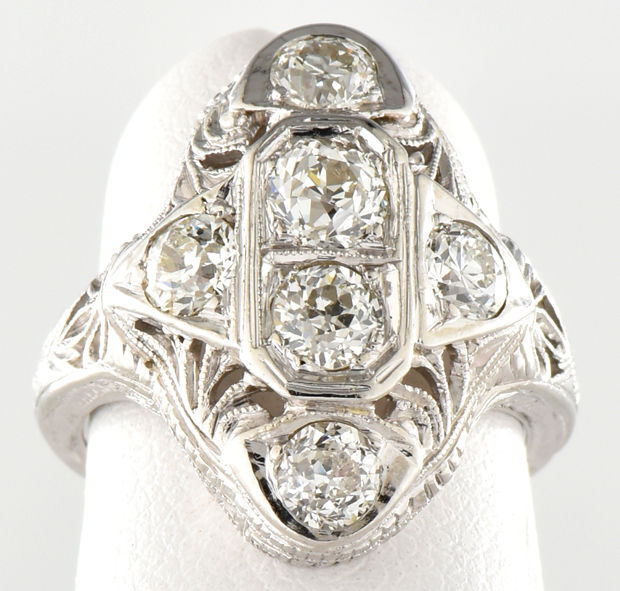 14K Two-Tone Three Stone Diamond Ring