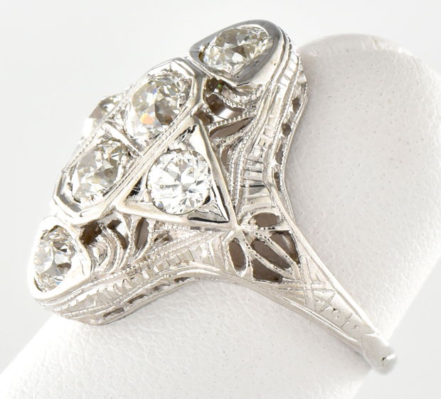 14K Two-Tone Three Stone Diamond Ring
