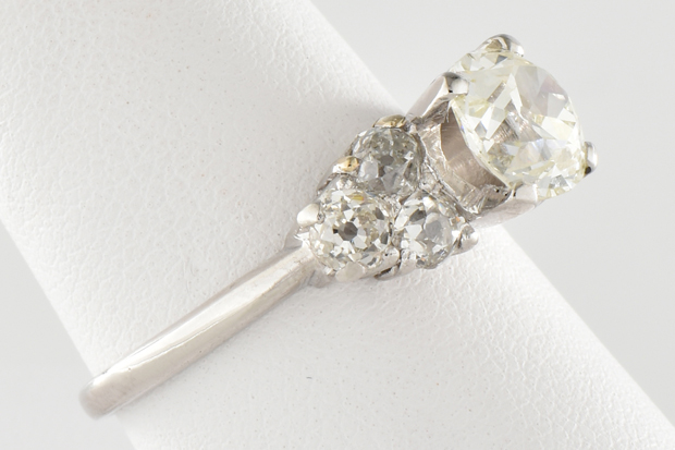 Platinum Diamond Ring with a 1.60 Carat Old Mine Brilliant GIA #5181059560