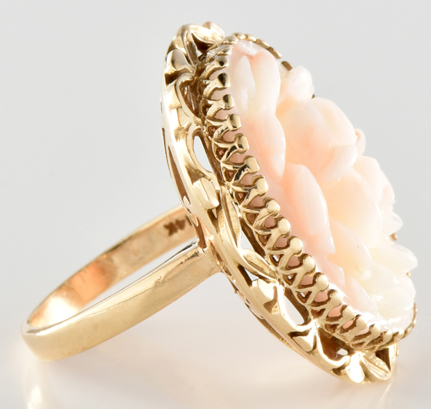 14K Yellow Gold Coral Ring 
