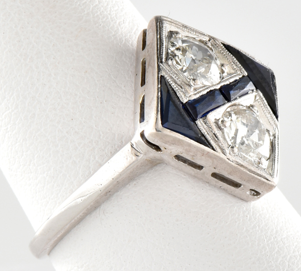 14K White Gold Sapphire and Diamond Ring