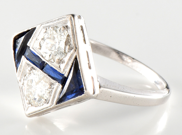 14K White Gold Sapphire and Diamond Ring