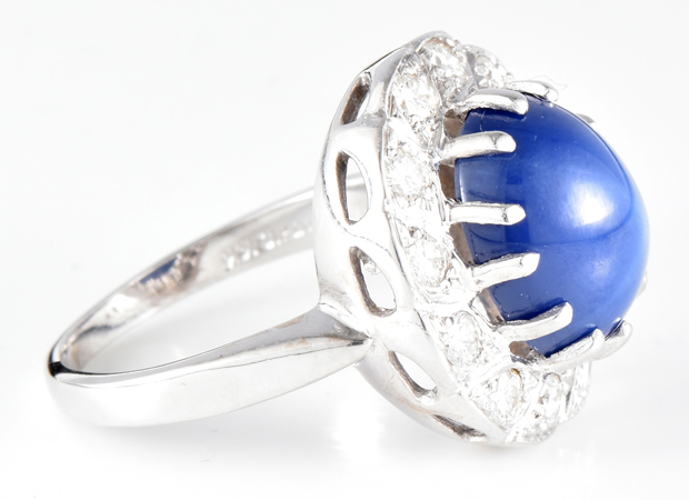 14K White Gold Star Sapphire Ring